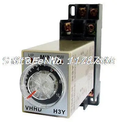 

AC 220V 10Min 0-10 Minute Delay Timer Time Relay H3Y-2 + 8 Pin DIN Rail Socket