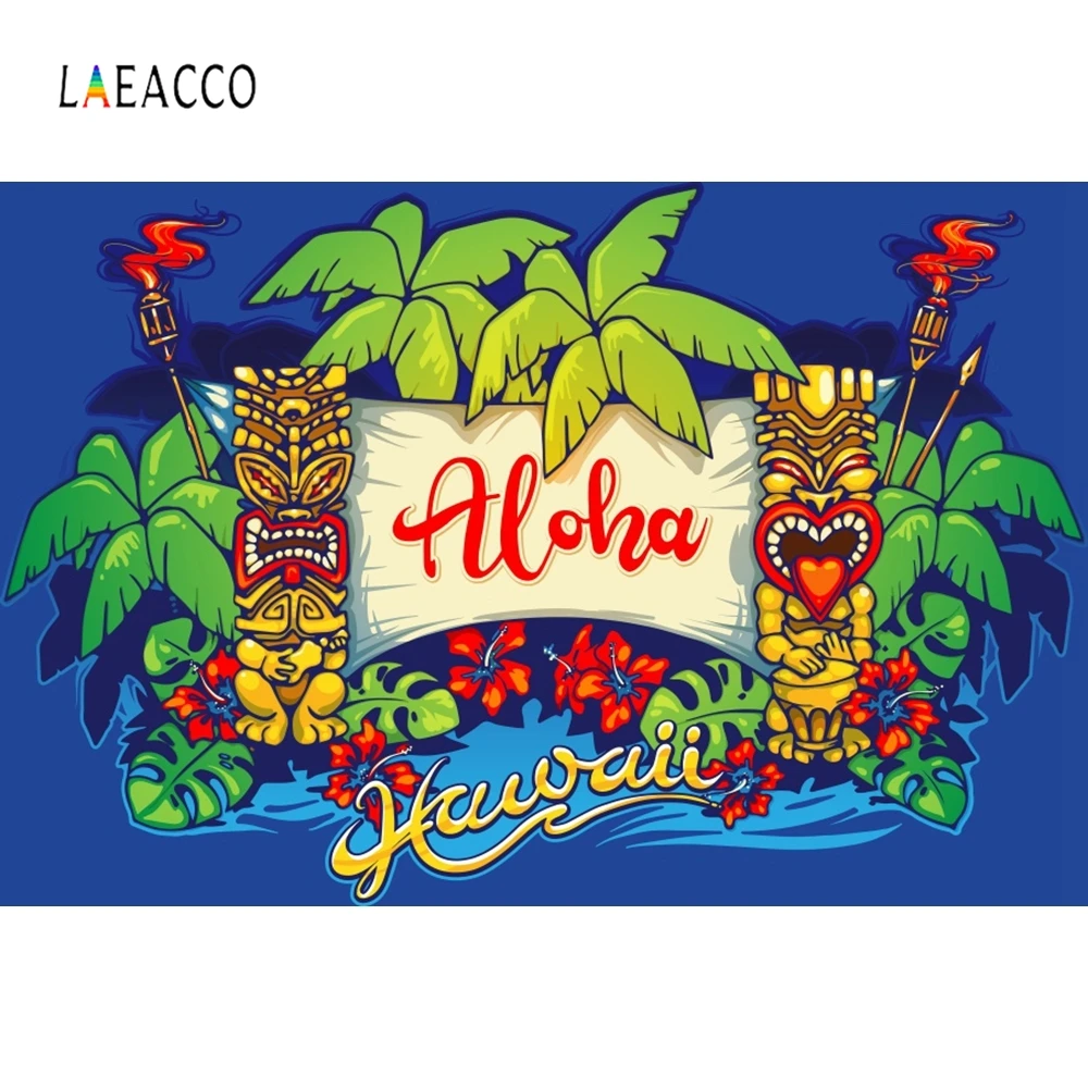 Фотофоны Laeacco Aloha Luau вечерние ярким рисунком деревьев для детской фотосъемки