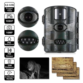 

16MP Photo Traps Night Vision Hunting Trap PIR Sensor Infrared Waterproof Wild Hunting Camera Trail Camera Wildlife Camera 1080P