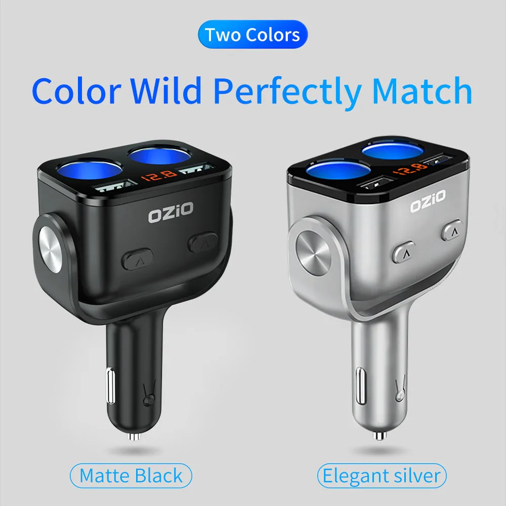 

Car electronic Cigarette Lighter Socket Splitter 2.4A Dual USB Charger with led light Voltage Monitor Power Adapter Accessories