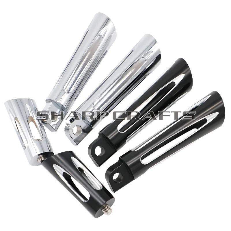 Black Chrome CNC Front Rear Foot Pegs For Harley Touring Sportster Dyna Softail