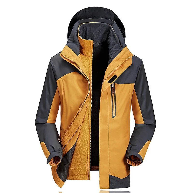 

2018 New Winter jacket men two piece windbreaker men waterproof jacket fleece parkacamping skiing sport parkas jacket