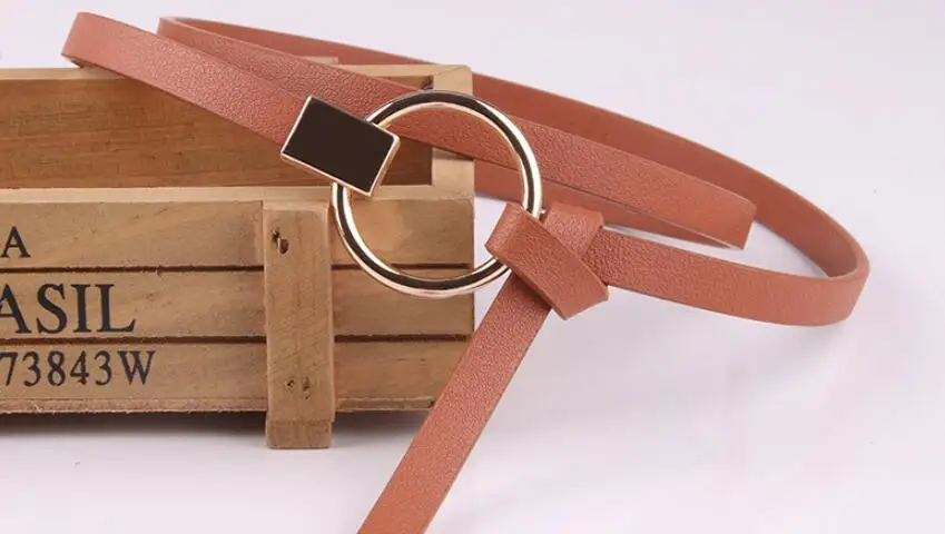 camel Тонкий PU женский кожаный пояс Чистый цвет поясные ремни женское платье Дикий небольшой ремень mujer cinto feminino cinturones горячая распродажа - Цвет: camel