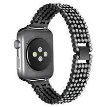 LisWale ремешок из нержавеющей стали для Apple Watch Band 38 мм/42 мм страз алмазные металлические умные часы ремешок для iwatch Series 3 2 1