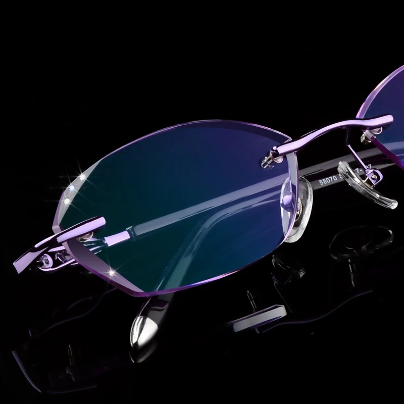 Presbyopie Brille Rahmen Mit Gradienten Weibliche Ultraleicht Flut Trimmen Randlose Diamant Gläser 18 Koreanische ETSczREq