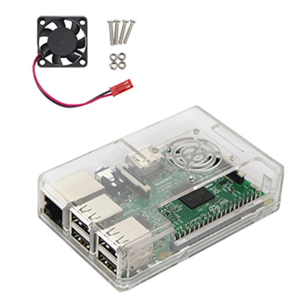 Защитный чехол + вентилятор для Raspberry Pi 3 ABS корпус Отключение звука рассеивание