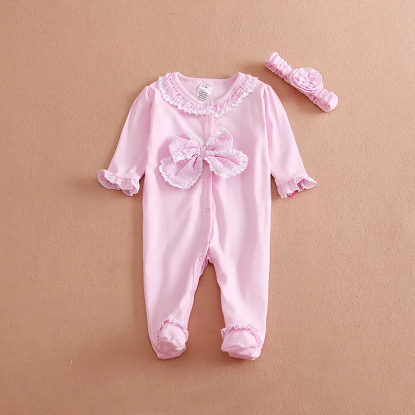 Princess Style Newborn Baby Girl Clothes Bow/Flowers Romper Clothing Set Jumpsuit & Headband Cute Infant Cirls Rompers Princess Style Newborn Baby Girl Clothes Bow/Flowers Romper Clothing Set Jumpsuit & Headband Cute Infant Cirls Rompers