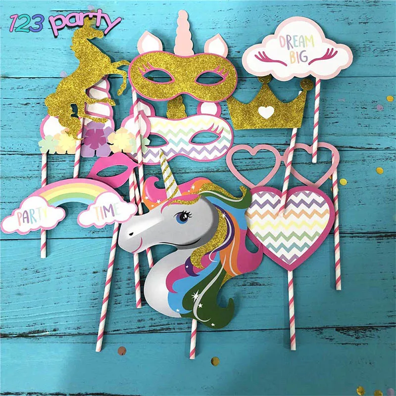 

20pcs Flamingo Unicorn Glasses Photo Props Birthday Party Party Decoration Photo Props Mask Photo Booth Props Decorations