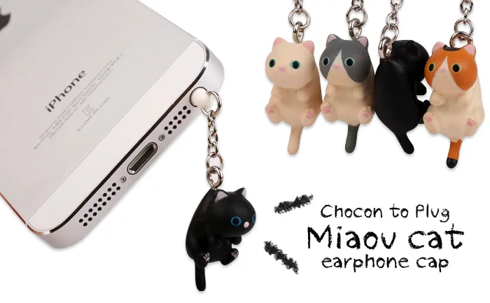 

Cute Cheese Cats 3.5mm Anti dust Dirt-resistant Earphone Jack Plug Adapter to Phone Stopper Cap for Iphone 5 5s 6 6S