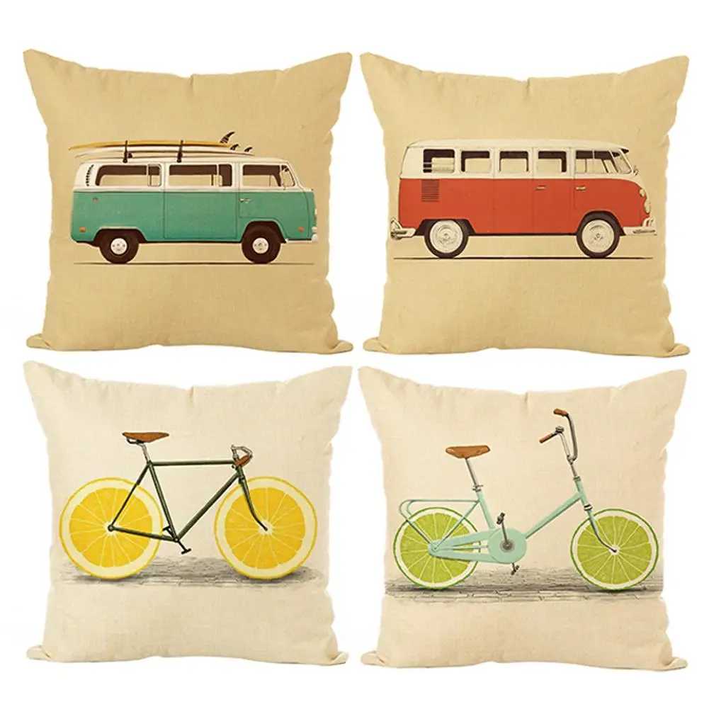 

Fruit Bike/Bus Printed Cushion Cover Pillow Case Home Cafe Sofa Bed Car Decor Cute