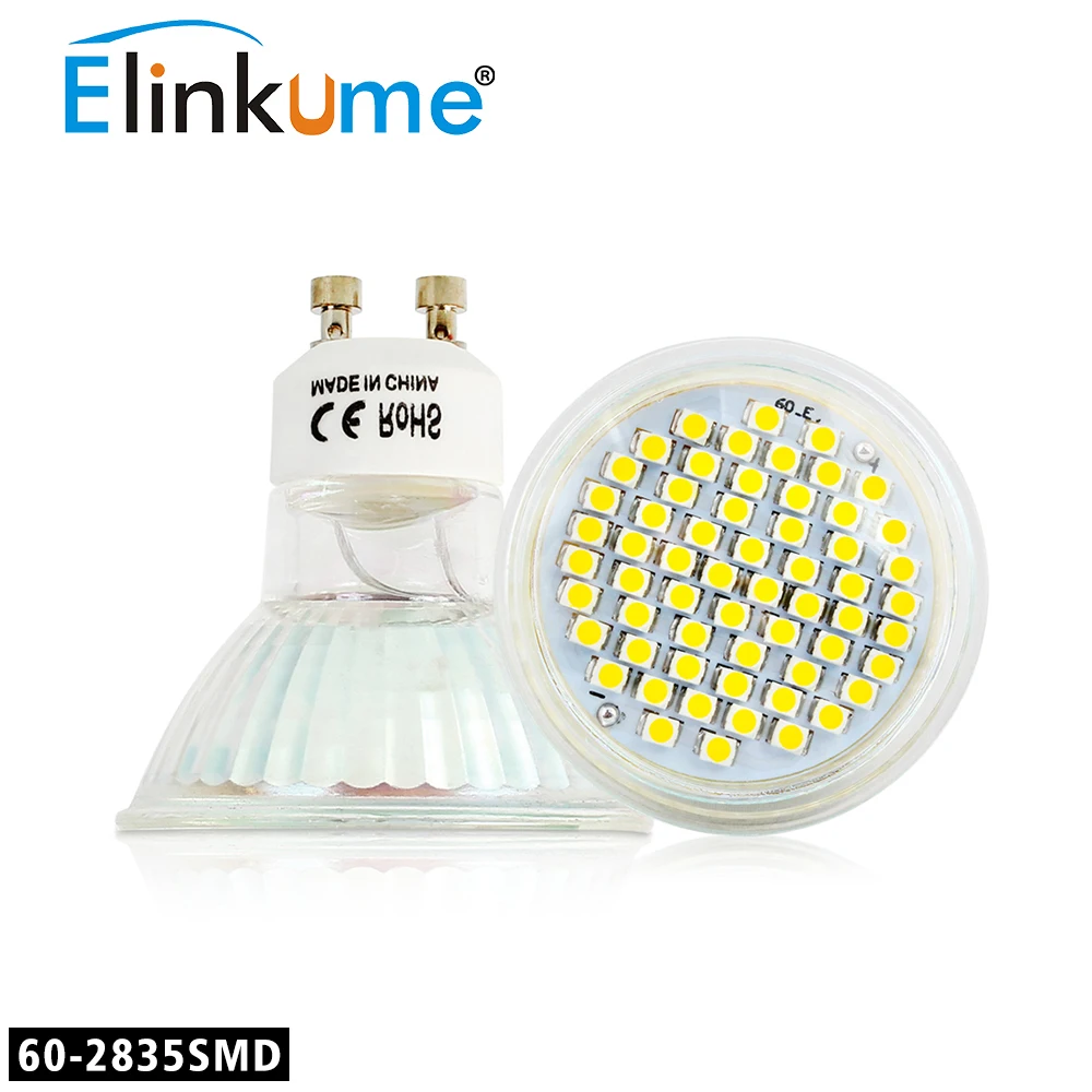 Elinkume GU10 Светодиодный светильник 2 Вт 3 Точечный 48 60 шт. SMD3528 домашняя лампа со