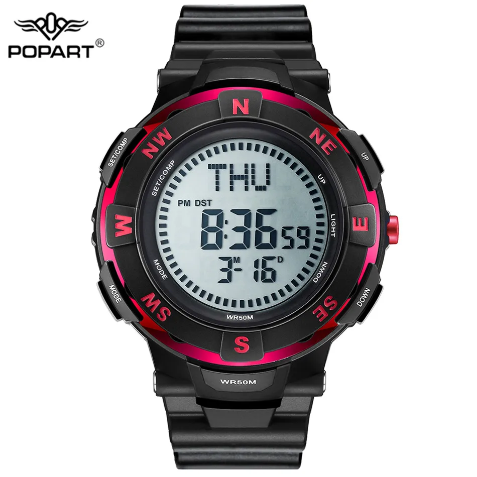 men's digital watch with compass
