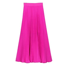 Для женщин Сплошной Цвет юбки империи новые летние шифон юбка Офисные женские туфли плиссированные сладкий лодыжки Длина юбка женский пляжная юбка