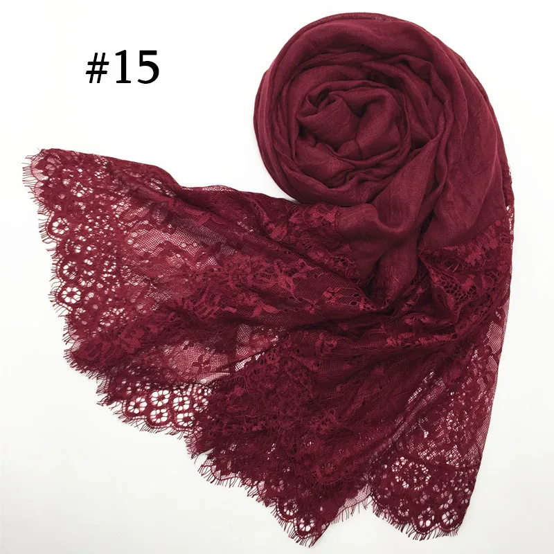 1PCS Hot sale fashion cotton and viscose lace scarves muslim head Scarf shaws soild elegant lady simple flowers high quality