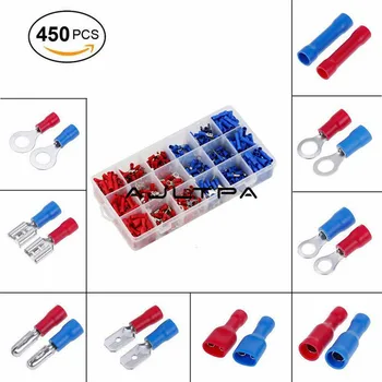 

10Set 450Pcs/Set Wire Connector Copper Lug Line Lug Terminal Cold Pressing Terminal For Circular O Type Pre Insulation Kit