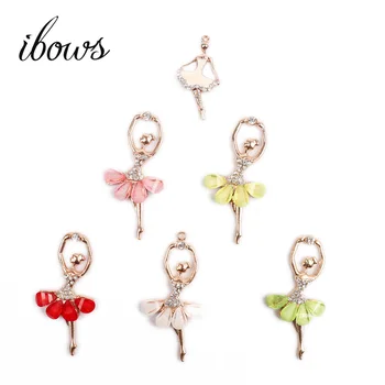 

IBOWS 4Pcs/Set Alloy Ballerina Mixed Color Cloth Alloy Fittings Charm Ballet Dancer Accessories Girl Charm for Phone Case Decor