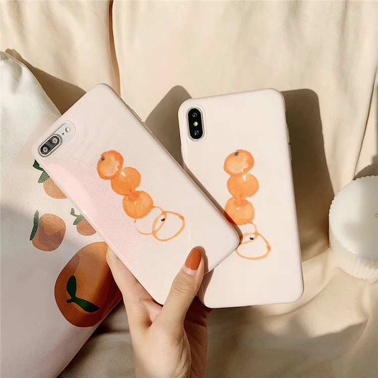 

Summer Simple Orange Painting Phone Case For iphone X XR XSMAX Case For iphone 6 7 8 Plus Beautiful Cartoon Cover Soft IMD Cases