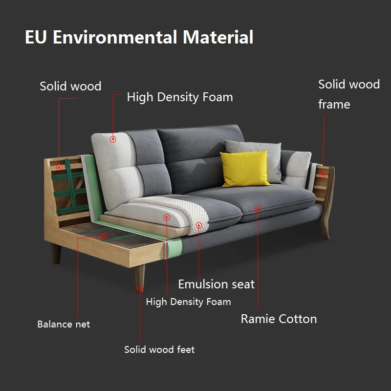 Тканевый секционный диван современный стиль с шезлонгом для гостиной Съемный и моющийся
