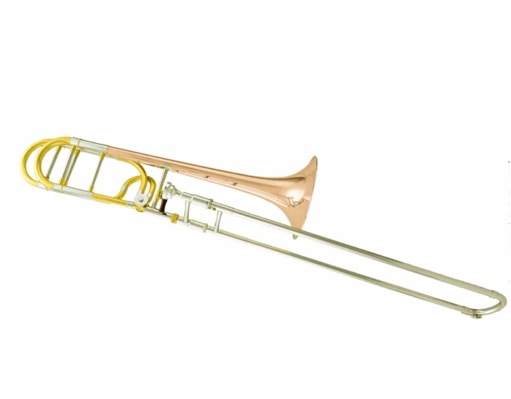 Музыкальные инструменты Tenor Trombone Bb плоский с F креплением золотой Латунный Колокольчик с мундштуком чехол для переноски