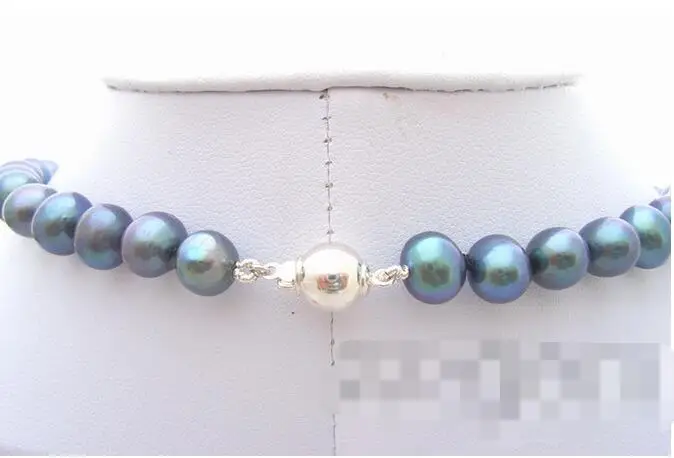 Moda popular 8mm collar de perlas negras - 2