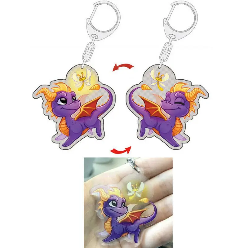 

Spyro The Dragon Action Figure Toy Double Sided Acrylic Keychain Keyring