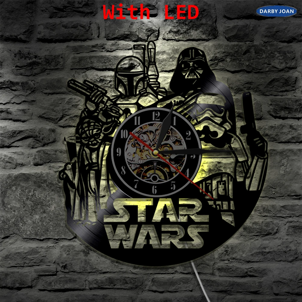 

Star Wars LED Wall Lamp Silhouette Art Decorative Vinyl Light Clock With Color Changing Remote Controller
