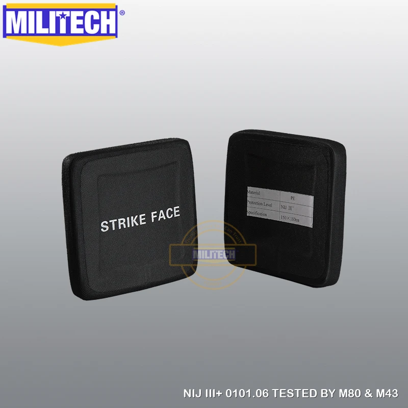 MILITECH 6 ''x 6'' NIJ уровень III+ 3+ Автономный пуленепробиваемый боковой ESAPI пластины два шт автономный супер легкий баллистический панель