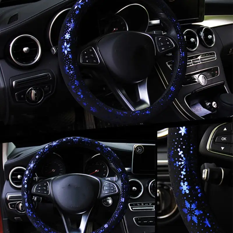 

Car Steering Wheel Cover Shiny Snowflake 4 Colors Anti-slip Cute For 37-38CM Car Styling Car Steering-Wheel Protector Case 10166