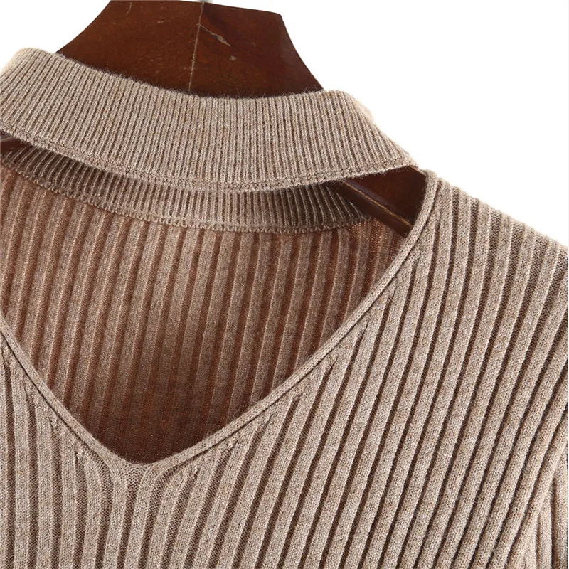 Thick Sweater V-Neck Women Fashion Autumn Pullovers Long Sleeve Female Sweater Women Slim Knit Coat Blouse Winter Knitwear D233