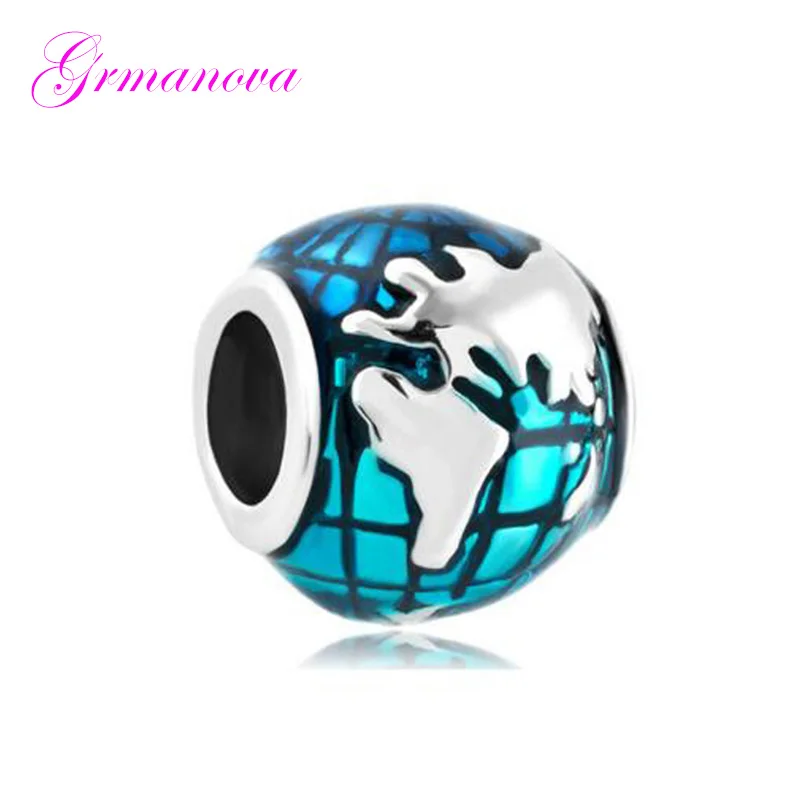

Sea Blue Earth Travel Europe charm beads DIY jewelry handmade jewelry amulet Fit Pandora Bracelet Necklace