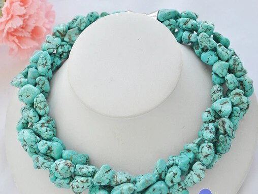 

HOT 003223 4row original Turquoise stone NECKLACE Magnet