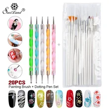 Soak off 20 шт./компл. маникюрный набор для художественной живописи гель Лаки кисть профессиональный нажмите с силой так, рисунок дизайн акриловый маникюр набор