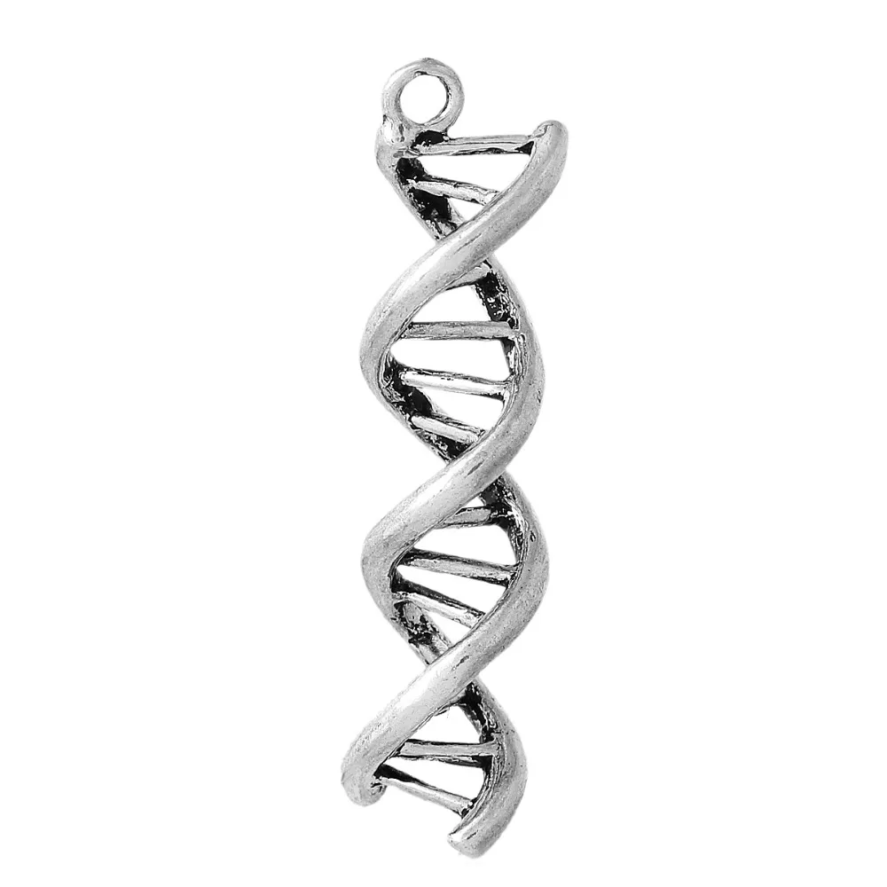 Doreenbeads амулет кулоны DNA Gene Helix античное серебро 40 мм(1 5/") х 10 мм(3/8"), 10 шт