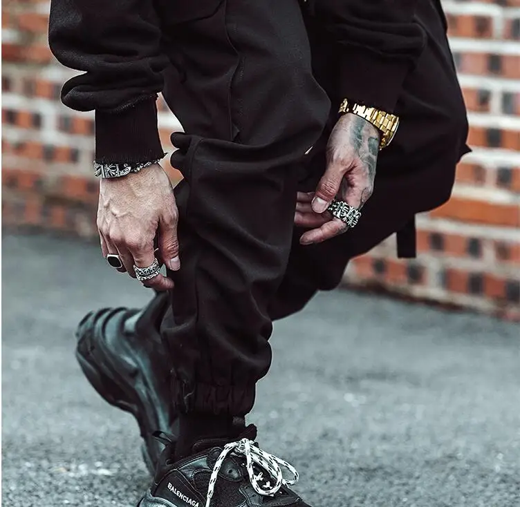 Мужские японские уличные брюки карго мужские комбинезоны Модные Карманы джоггеры брюки
