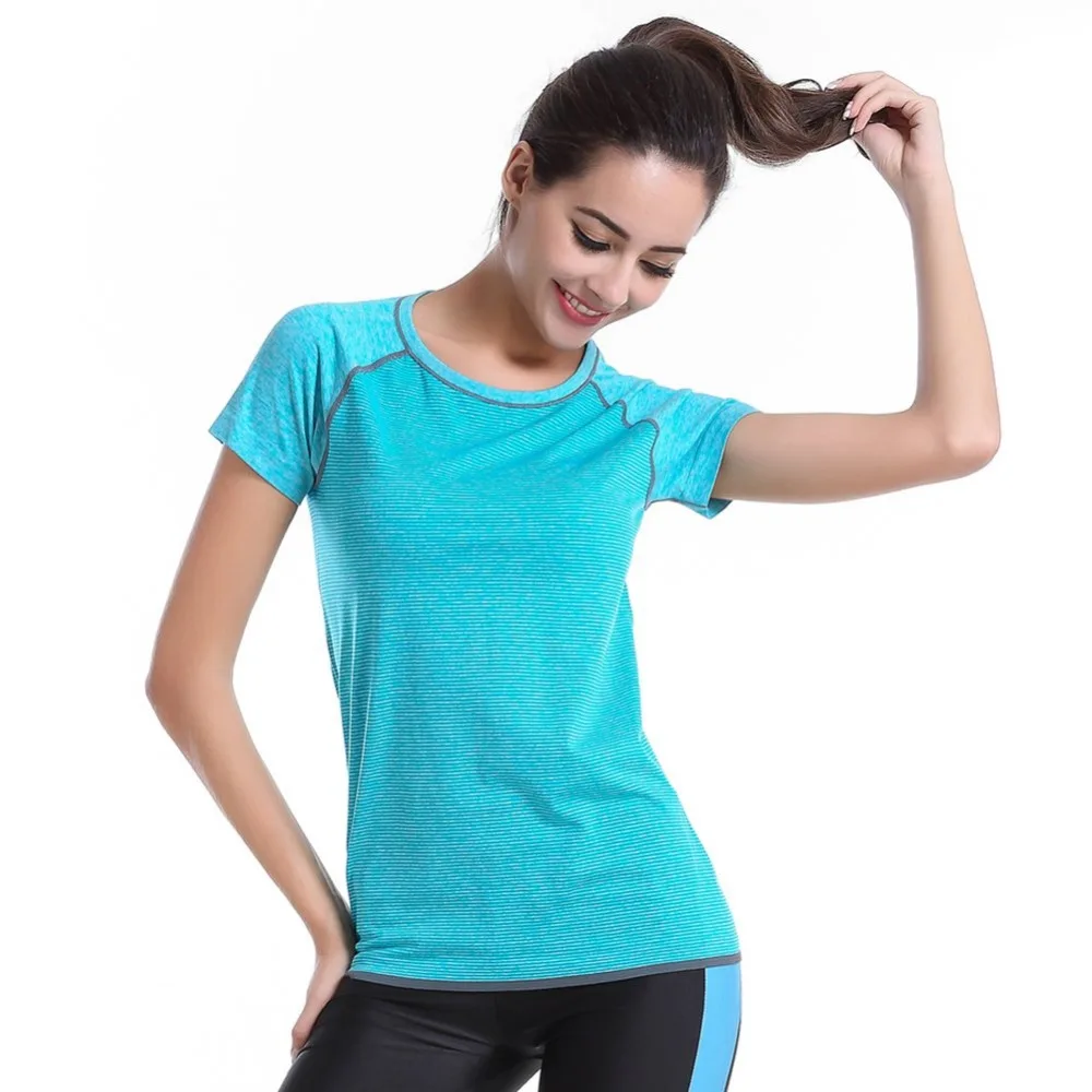 Summer Gym Fitness T shirt Compression Tights Women Sport T shirts Dry Quick Running Short Sleeve
