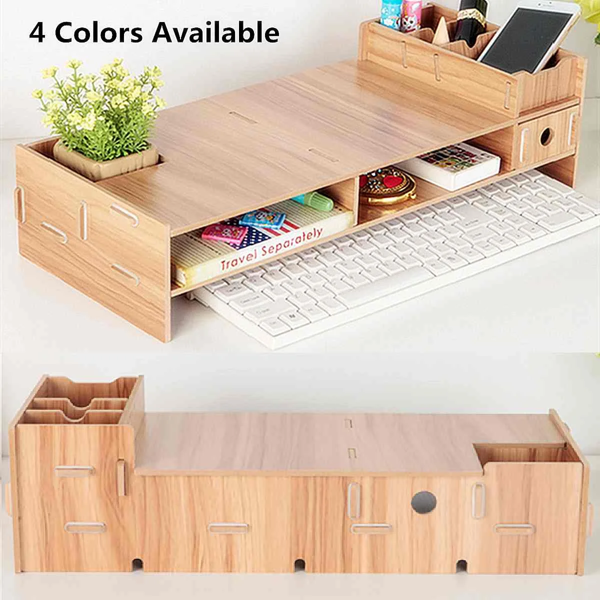  Multi-function Desktop Monitor Stand Computer Screen Riser Wood Shelf Plinth Strong Laptop Stand De