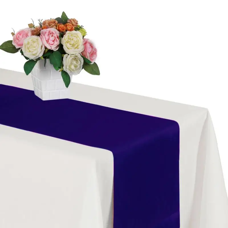 Purple 30x275 см Плотный оверлок атласная Скатерть настольная дорожка для гостиничного банкета для выпускного Декорации для свадебной церемонии - Цвет: Purple