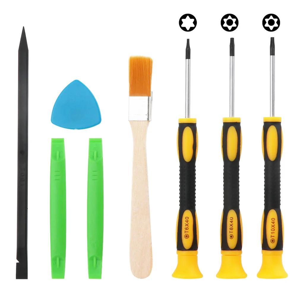 

T6 T8 T10 Security Torx Screwdriver Set Repair Tool Kit for Xbox One/ 360 Controller PS3 PS4 Safe Prying Spudger Cleaning Brush