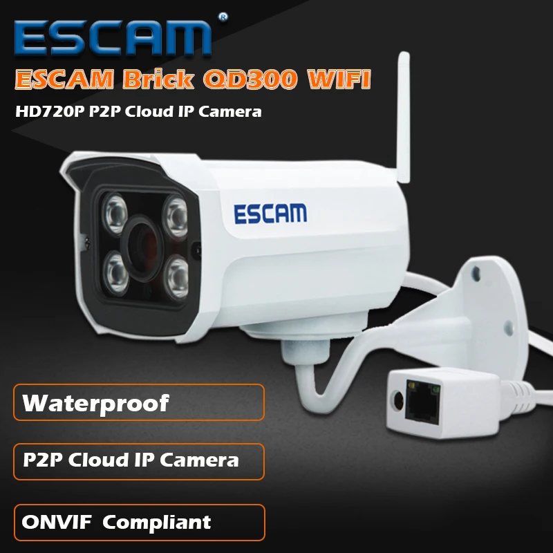 ФОТО ESCAM QD300 Mini Bullet WiFi IP Camera HD 720P Onvif P2P IR Outdoor Surveillance Night Vision Security CCTV Camera Android Phone