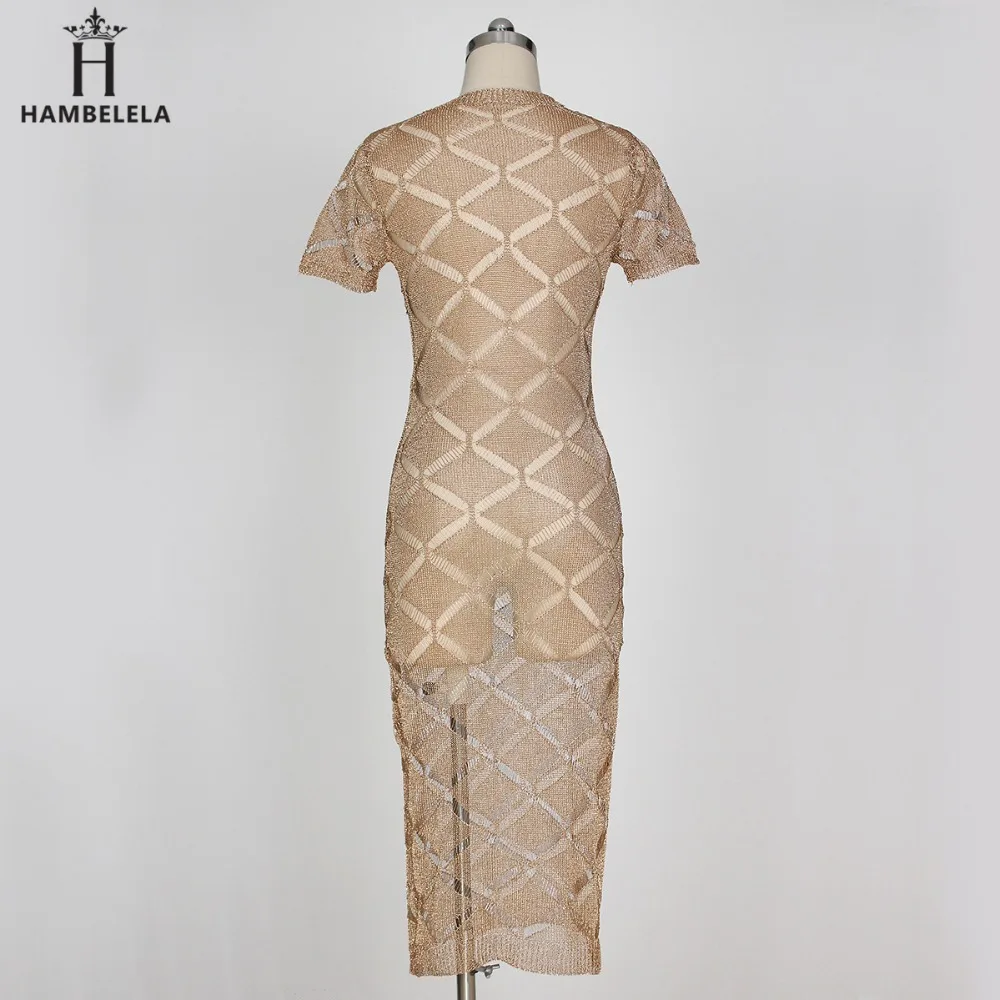 Hambelela 2017 Sexy Evening Party Bodycon Dress Short Sleeve Knitted Dress Party Night Club Dress Gold Shinning Robe Longue Ete (4)