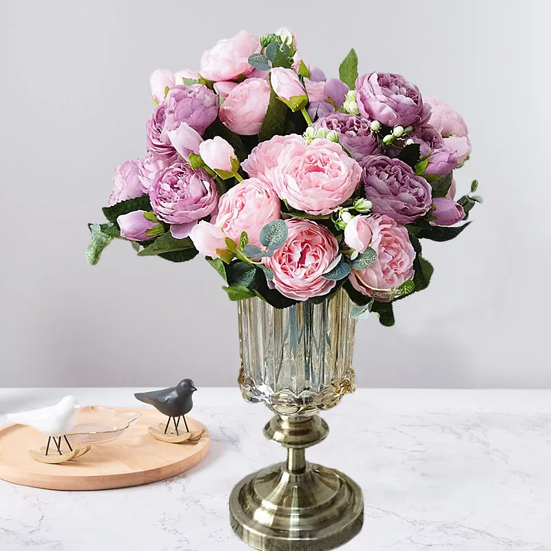 wedding bouquet silk peonies flowers  (1)