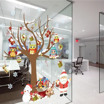 

Merry Christmas Decorations for Home Santa Claus Wall Window Stickers Gift Navidad Xmas 2020 Ornaments New Year Decor