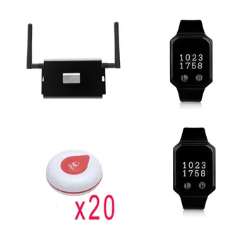 

Restaurant Table Calling Button Cafe 2pc Watch Pager 20pc Button a Long Range Repeater System Call Button Wireless Restaurant