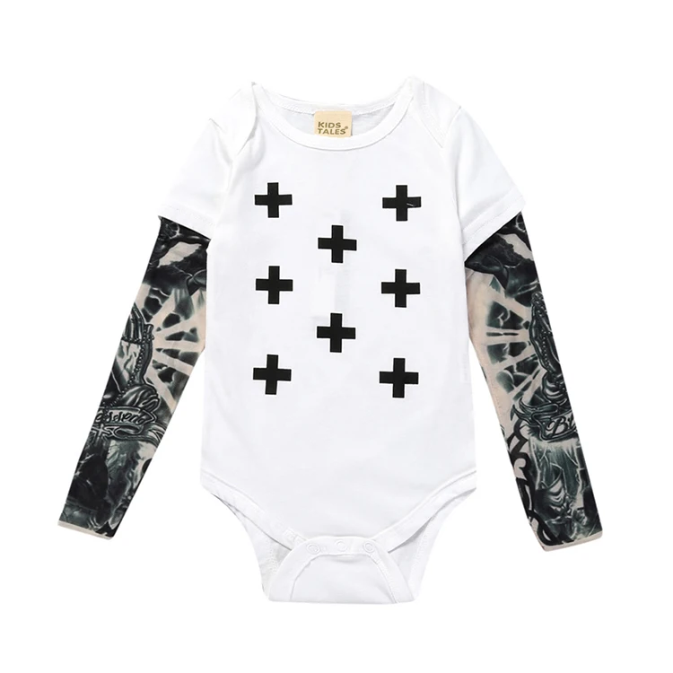 Baby Rompers Tattoo Sleeves Rock Baby Boy Romper Christmas Infant Girls Jumpsuit Long Sleeves Baby Print Clothes Cute Jumpsuit Baby Bodysuits are cool Baby Rompers