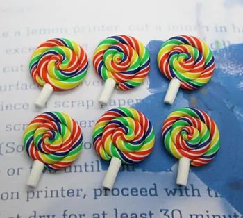 

10Pcs Resin Colorful Lollipop Crafts Flatback Cabochon Scrapbooking Decorations Fit Hair Clips Embellishments Beads Diy