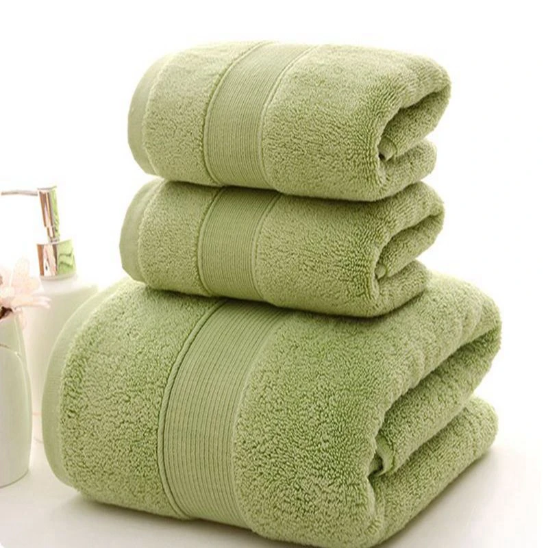 Solid Plain Striped Pattern Towel Sets High Quality Thickening 100