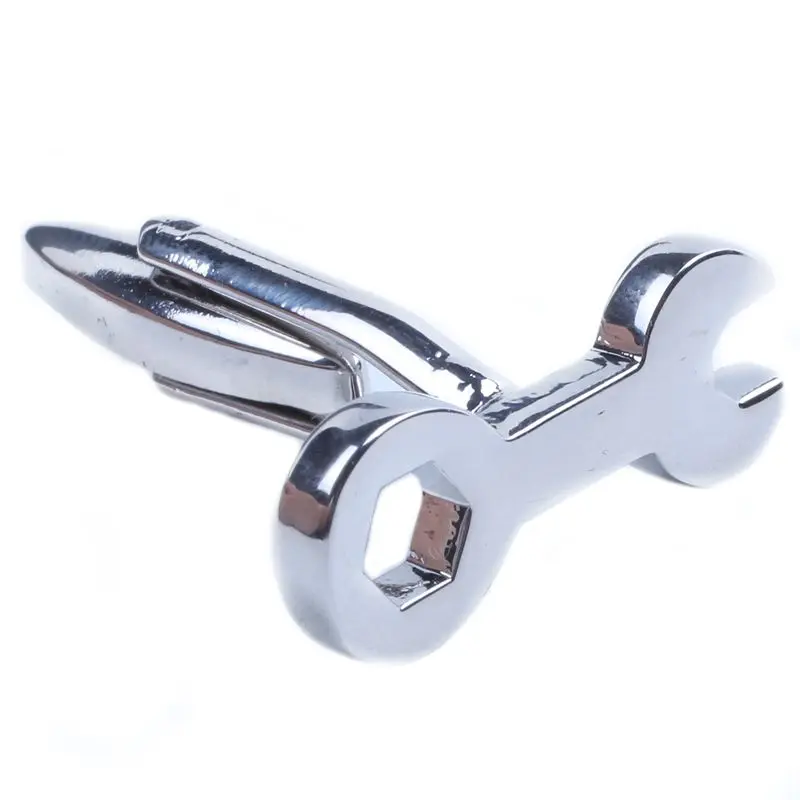 

2 PCS Cufflinks Silver Mechanical Key Tool Wedding Shirt Work 1 Pair Set Unique Man