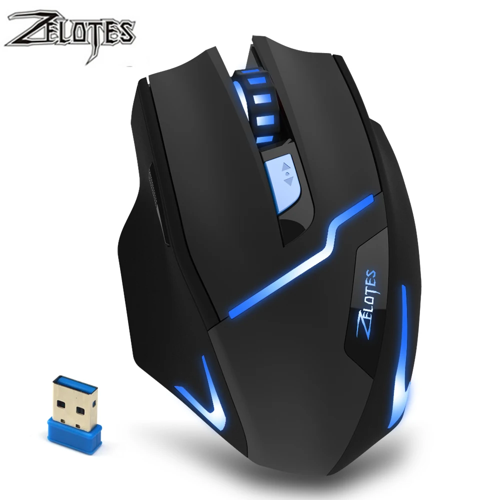 

ZEALOT F-16 Optical 2400 DPI Wireless Gaming Mouse 2.4 GHz Portable Game Mice with USB Receiver for Computer PC Laptop
