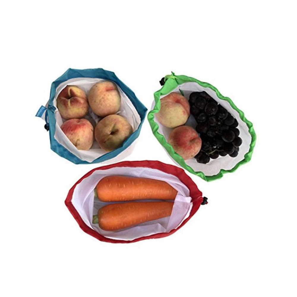 5 шт. многоразовые мешки для производства сетчатых полиэстеров для овощей, фруктов, сумки для хранения, сумка-Органайзер для продуктов, сумка, легко просвечивается