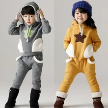 2016 Hot Sales fashion boys girls winter clothes star fleece hoodies + pants sports kids clothes set baby girls boys sets